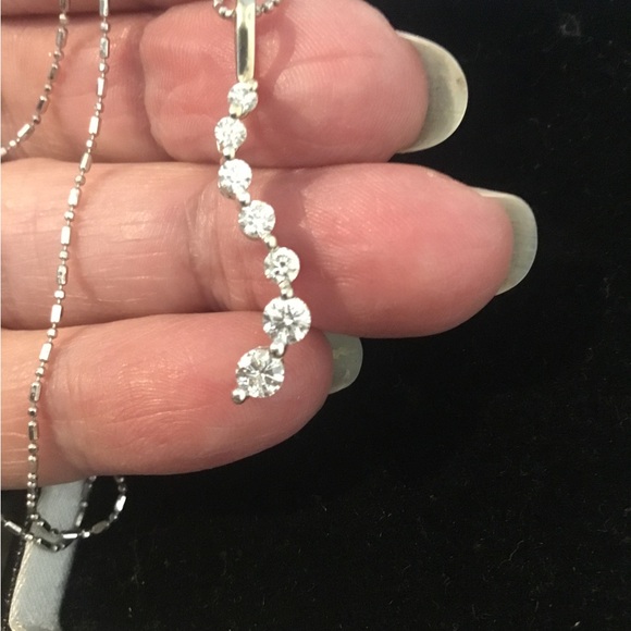 Estate 14K White Gold Journey Diamond Necklace